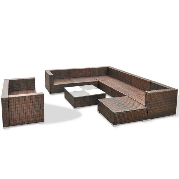 Gartenmöbel-Set 296250 (10-teilig) Braun - Polyester - 74 x 26 x 74 cm