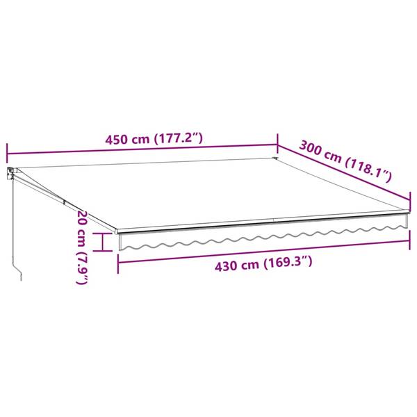 Einziehbare Markise 3028286-1 Burgunderrot - 300 x 450 cm