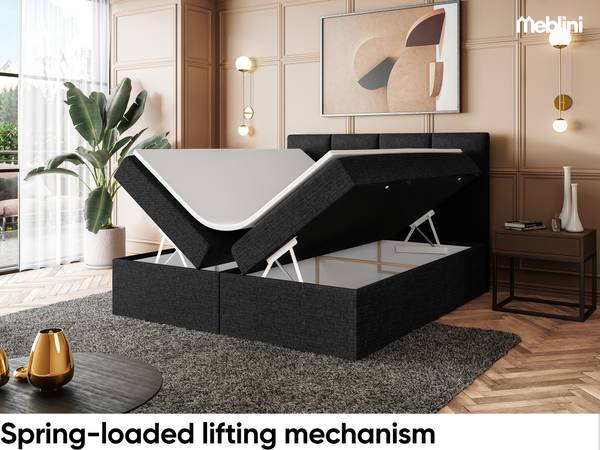 Boxspringbett Kylian Schwarz - 200 x 180 cm - H4