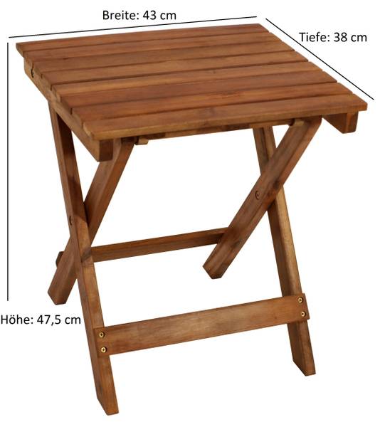 Klapp - Beistelltisch MONTERIA 38x43cm Braun - Akazie - 43 x 48 x 38 cm