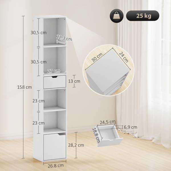 Bücherregal 836-631V90WT Weiß