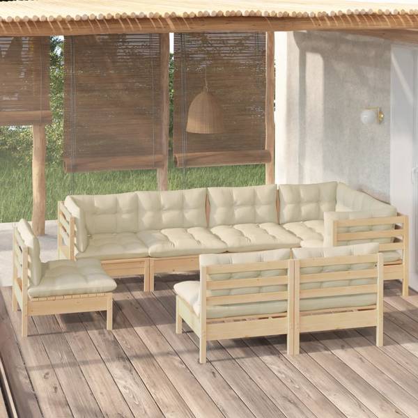 Salon de jardin  3012455 (lot de 8) Marron - Blanc - Polyester - Pin - 64 x 63 x 64 cm