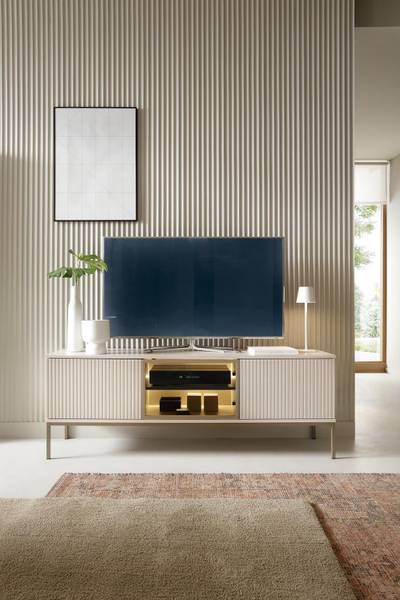 RTV-Schrank SENTINO Beige - Holzwerkstoff - 154 x 56 x 39 cm