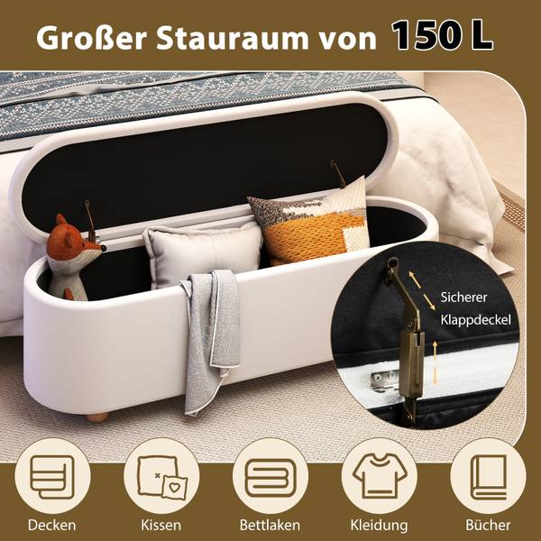 Sitzbank VH34141 Weiß - Holzwerkstoff - 41 x 49 x 139 cm