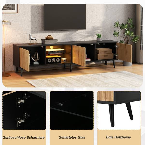 TV-Schrank Neptunus Ⅲ Schwarz - Braun - Holzwerkstoff - 31 x 44 x 175 cm