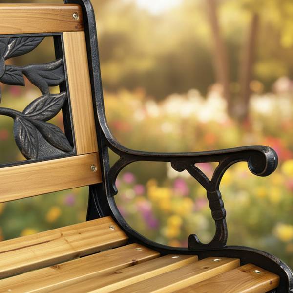 Gartenbank ROSA Schwarz - Braun - Stahl - 125 x 77 x 52 cm