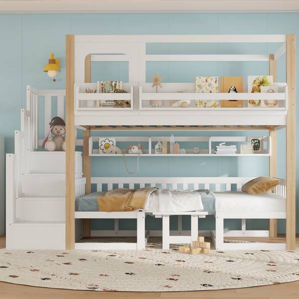 Kinderbett K-1941 Braun - Holzwerkstoff - 105 x 181 x 255 cm