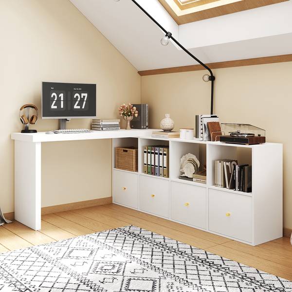Hoekbureau CHANGLucy wit - plaatmateriaal op houtbasis - 140 x 78 x 120 cm