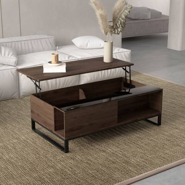 Salontafel 839-687V00WN bruin - plaatmateriaal op houtbasis - 58 x 36 x 102 cm