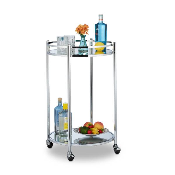Servierwagen rund Silber Silber - Stahl - 50 x 75 x 50 cm
