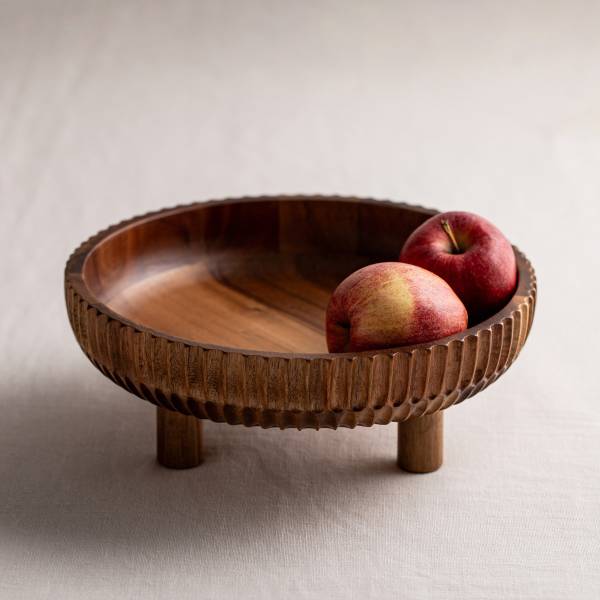 Servierteller RILLET Braun - Holz teilmassiv - 26 x 9 x 26 cm