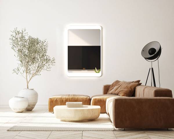 Lichtspiegel Köln Silber - Glas - 50 x 70 x 5 cm