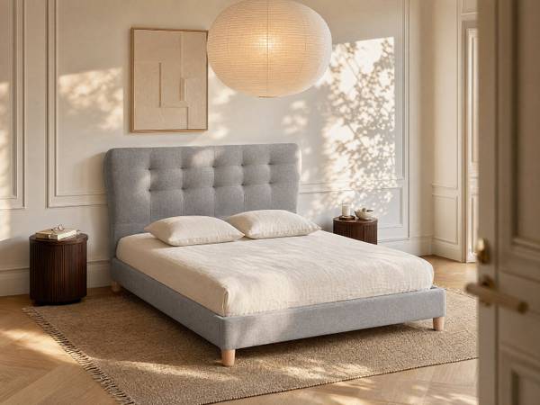 Bettrahmen ELIDE Grau - Textil - 177 x 102 x 217 cm