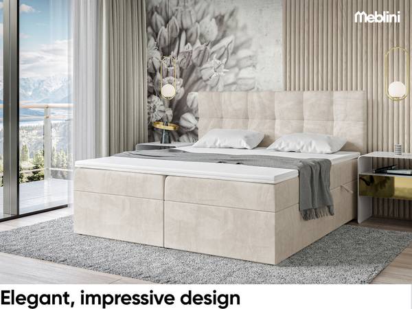 Boxspringbett Raco Creme - H3 - Liegefläche Breite: 180 cm