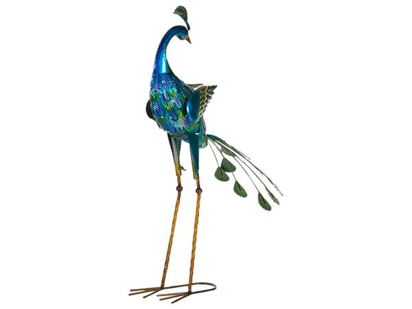 Gartenfigur PEACOCK Blau - Metall - 26 x 75 x 18 cm