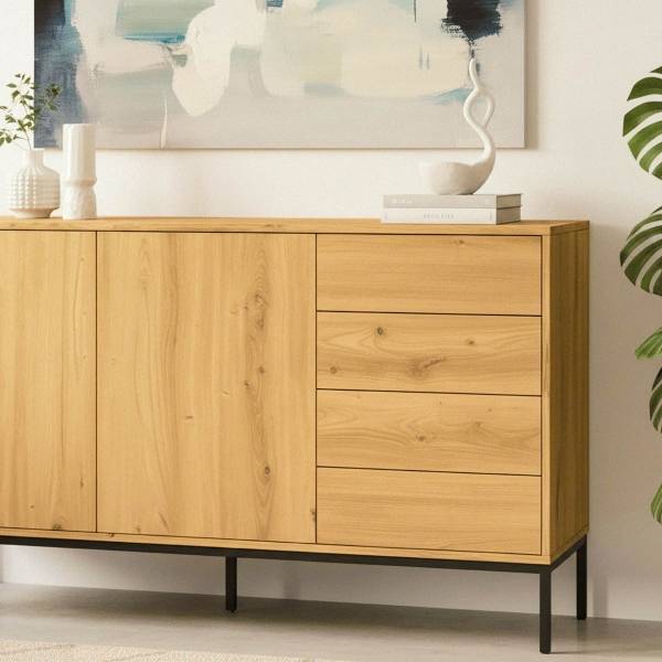 Sideboard LENNY Braun - Holzwerkstoff - 40 x 80 x 140 cm