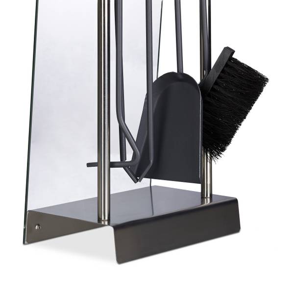 Ensemble serviteur de cheminée 5 pièces Noir - Argenté - Acier - 25 x 75 x 17 cm