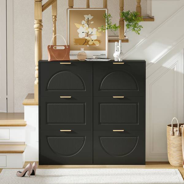 Schuhkipper SHEFLine Ⅲ Schwarz - Holzwerkstoff - 118 x 115 x 25 cm