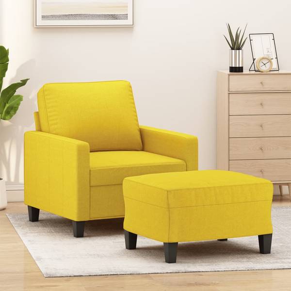 Sessel mit Hocker XT1721 Gelb - Holzwerkstoff - 77 x 80 x 78 cm