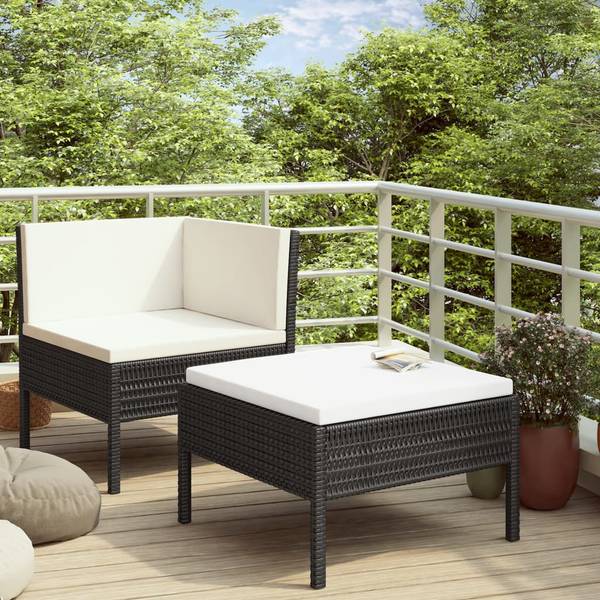 Gartenmöbel-Set 3003794 (2-teilig) Schwarz - Cremeweiß - Weiß