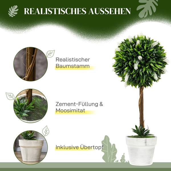 Künstliche Lavendel CD93 2er-Set Weiß - Kunststoff - 15 x 60 x 15 cm