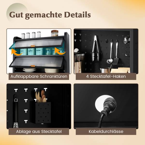 Küchenschrank JV11319DK Schwarz - Metall - 79 x 192 x 37 cm