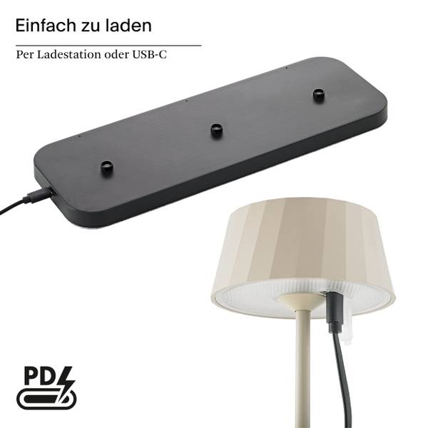 Tischleuchte Facetta 3er Set Remote Beige - Metall - 9 x 23 x 9 cm