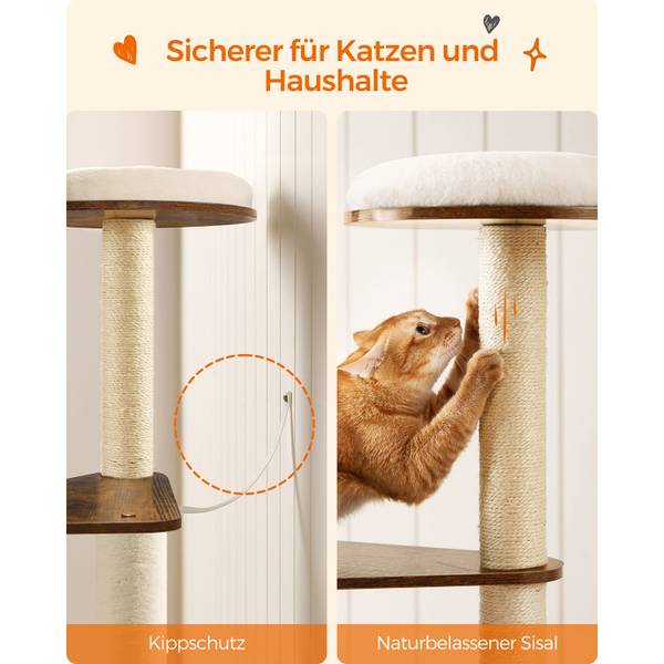 Katzenbaum Moroni Braun - Textil - 40 x 165 x 58 cm