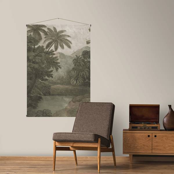 Wandteppich Dschungel Grün - Leinen - 100 x 150 x 2 cm