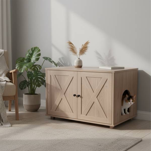 Kattenkast kattenbak grijs