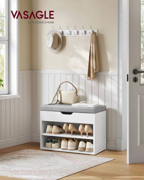 Schuhbank 100634 Weiß - Holzwerkstoff - 73 x 48 x 17 cm