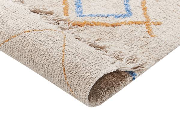 Teppich KUSKAN Beige - Grün - Rot - Gelb - Naturfaser - 160 x 160 x 160 cm