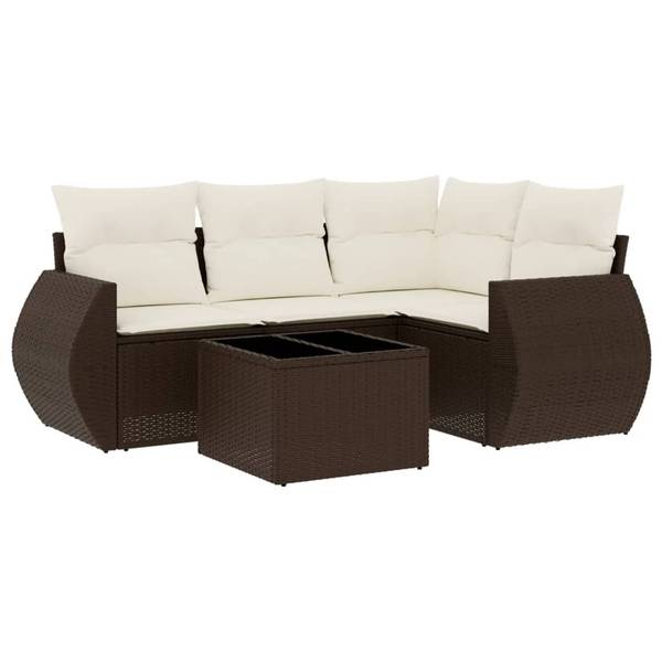 Loungeset 3035506-2 set van 5 bruin - crèmekleurig