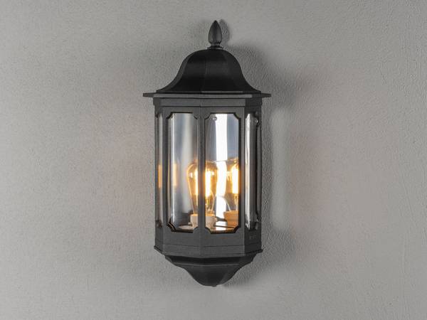 LED Außenwandleuchte Schwarz, Höhe 47cm Schwarz - Kunststoff - 22 x 47 x 14 cm