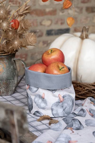 Brotkorb Kürbis AUTUMN FOREST Grau - Textil - 15 x 16 x 15 cm
