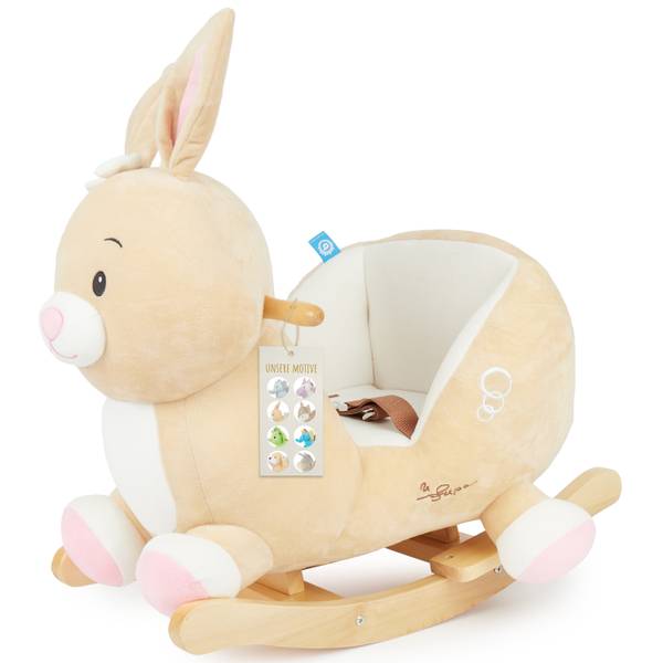 Schaukeltier Hase Hopsi, 60 cm Beige - Textil - 33 x 58 x 61 cm
