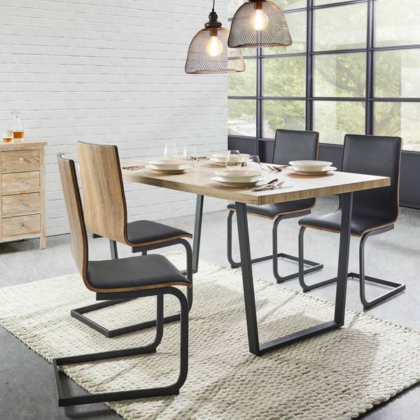 Esstisch DAVE Braun - Holzwerkstoff - Metall - 90 x 76 x 160 cm
