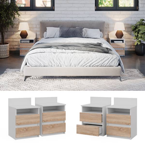 Table de chevet Monty 53172 Marron - Bois manufacturé - 40 x 60 x 33 cm