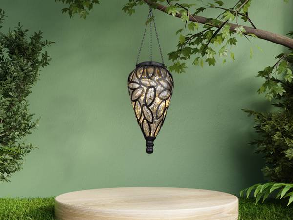 2erSet LED Solarhängeleuchten, Höhe 50cm Schwarz - Metall - Kunststoff - 14 x 50 x 14 cm