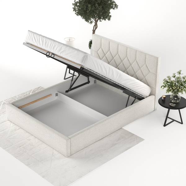 Polsterbett Brisa mit Stauraum  Inari Hellbeige - Liegefläche Breite: 180 cm