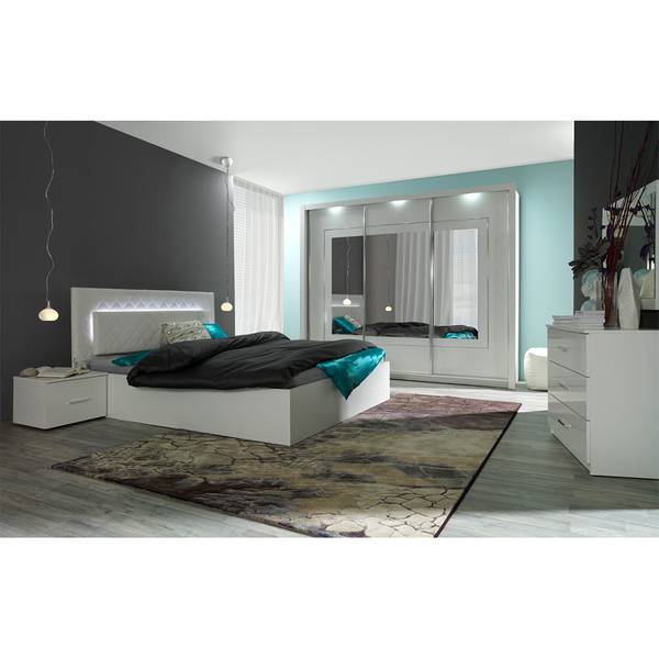 Schlafzimmer-Set PALINURO-166-2 5er-Set Weiß - Holzwerkstoff - 535 x 213 x 207 cm