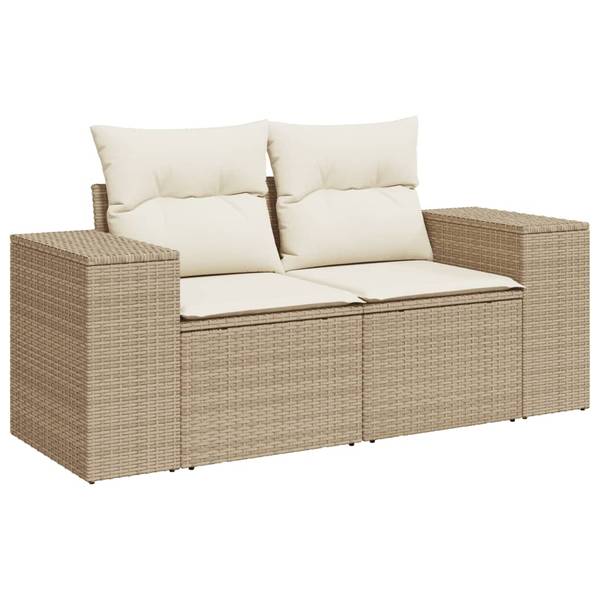 Garten-Lounge-Set 3036915-1 6-teilig Beige - Weiß - Polyrattan - 55 x 69 x 62 cm