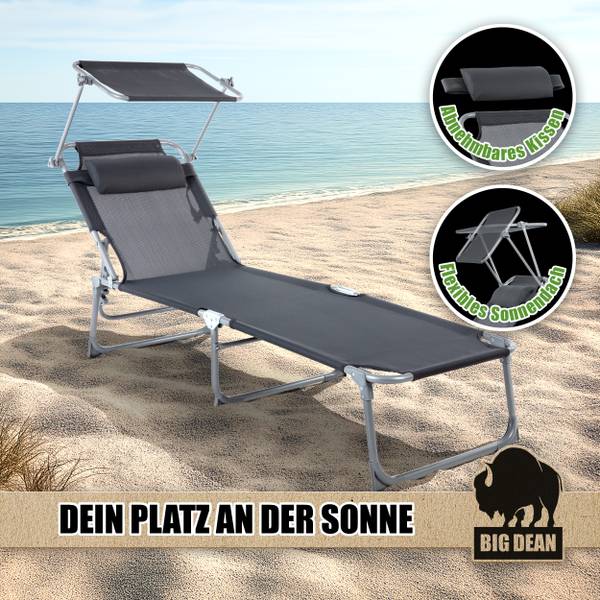 Sonnenliege 1000509 Grau - Metall - Kunststoff - 53 x 29 x 193 cm