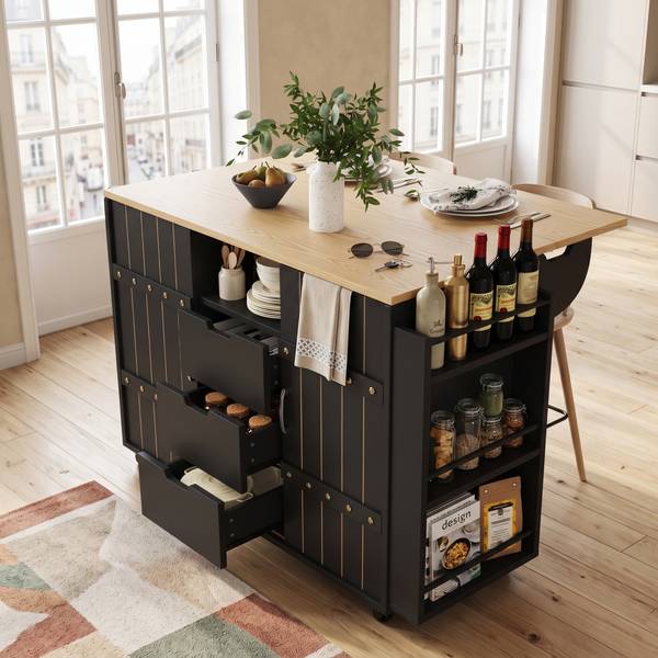 Kücheninsel LF-SBD Schwarz - Holzwerkstoff - 110 x 90 x 42 cm