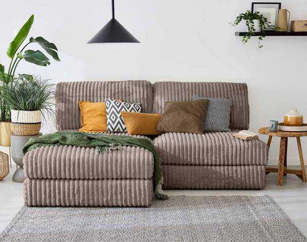 3-Sitzer Sofa JASPER Grau - Flachgewebe - 202 x 93 x 157 cm