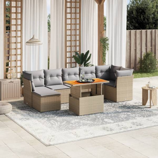 Loungeset 3037000-1 set van 8 beige - lichtgrijs
