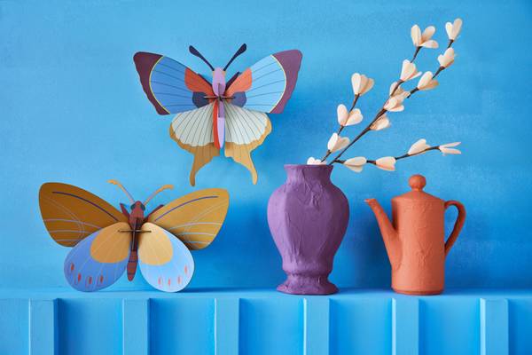 Wandobjekt Azur-Monarch Naturfaser - Papier - 10 x 21 x 34 cm