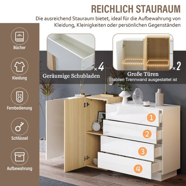 Sideboard Grexeds Weiß - Holzwerkstoff - 140 x 87 x 35 cm