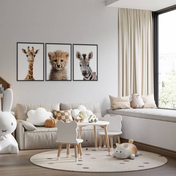 Poster für Kinder Wildtiere 3er Set 21 x 30 x 30 cm