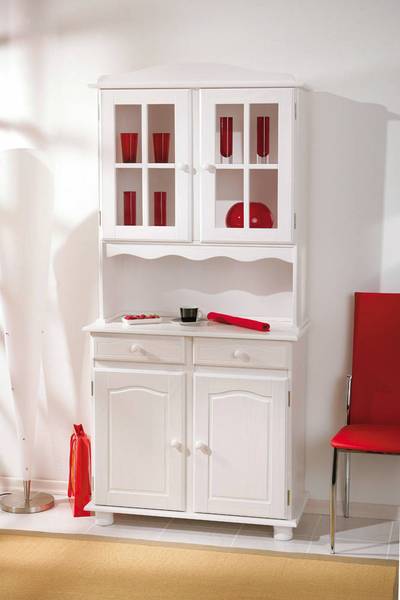Sideboard mit zwei Türen und zwei Weiß - Massivholz - 88 x 198 x 43 cm